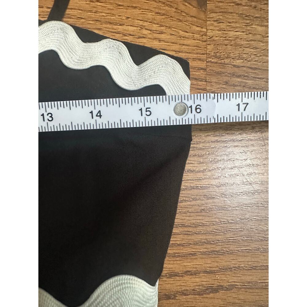 Black White Preppy Maxi Tiered Flowing Spaghetti Strap Small Sun Dress - Picture 8 of 10